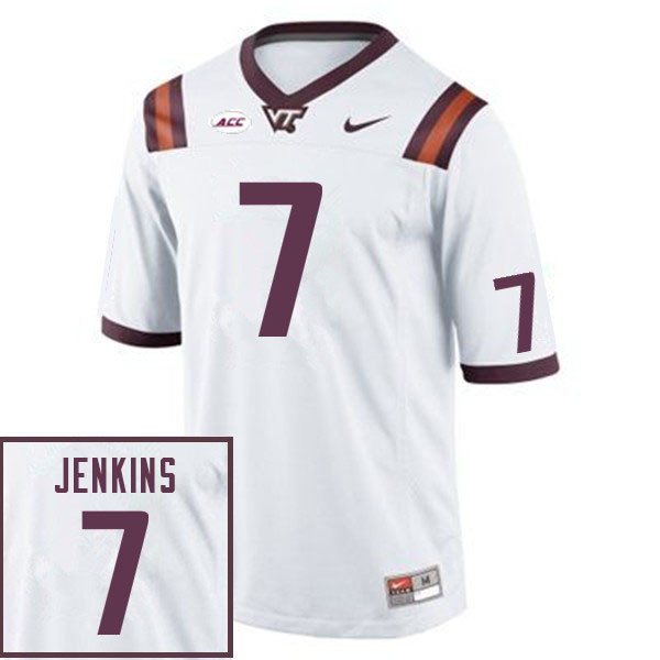 Men #7 Keonta Jenkins Virginia Tech Hokies College Football Jerseys Sale-White - Click Image to Close